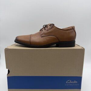 Clarks Tilden Cap Oxford Dark Tan Leather Mens 9.5 26130096